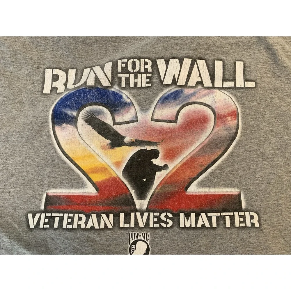 LOT‎ OF 2 Run for the Wall POW MIA 2XL T-Shirts Biker Military Veterans Hi-Vis